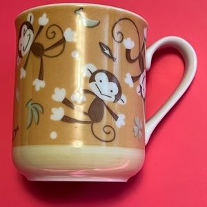 Monkey SEHEN Japan ceramic porcelain mug cup tropical Hawaii flower